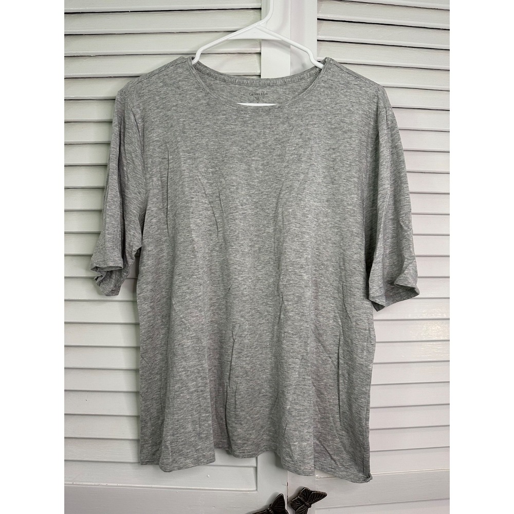 Garnet‎ Hill Size XL Heather Gray Organic Pima Cotton Tencel Short Sleeve Top
